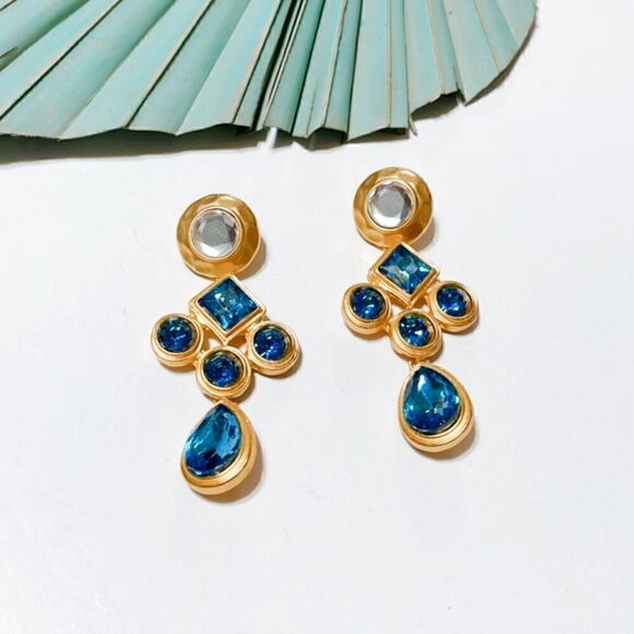 REVOLVE Gold and Blue Statement Earrings - Picture 3 of 5